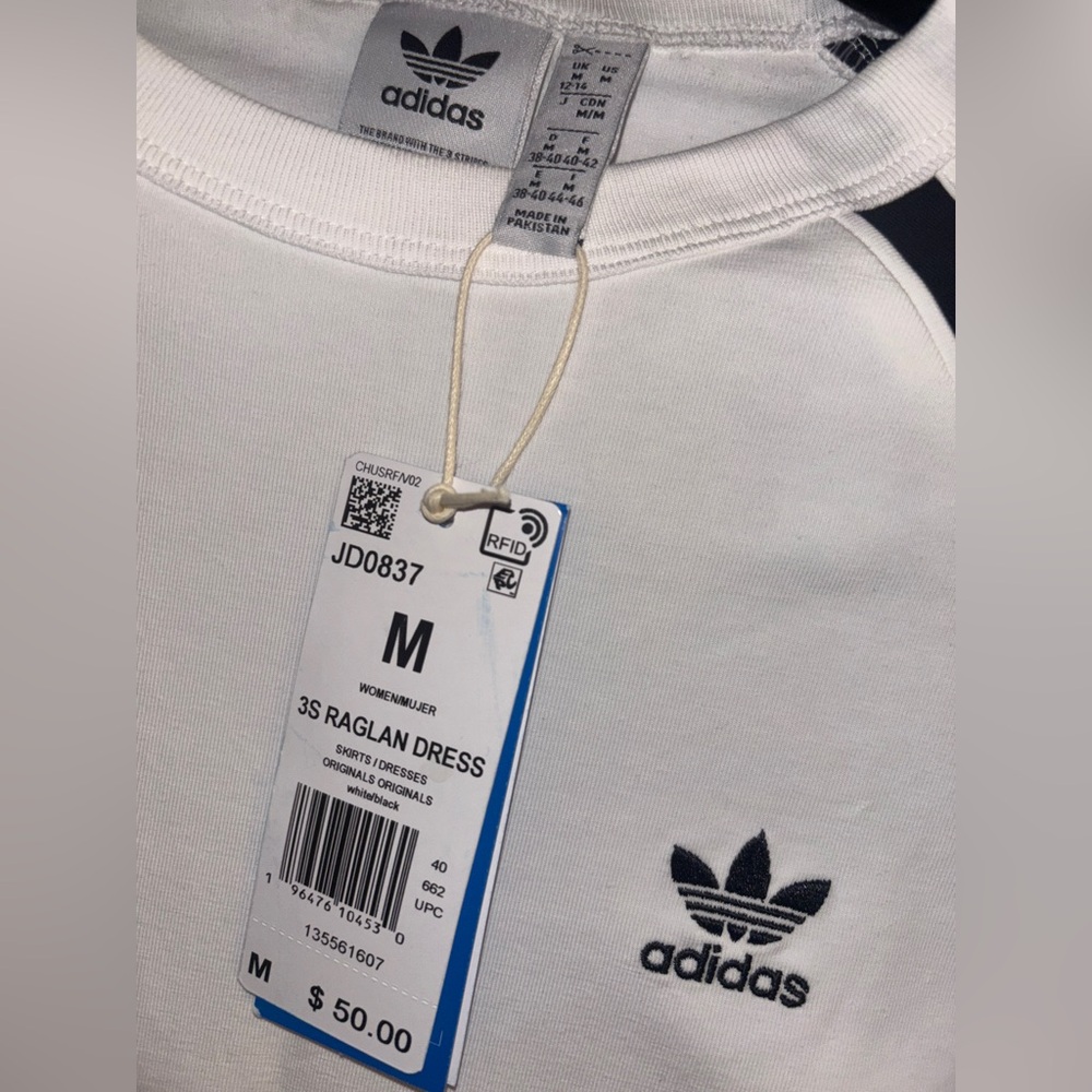 Adidas Women's White and Black Short Sleeve Dress - Picture 4 of 5